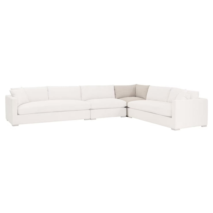 Essentials For Living Newport Outdoor Modular Corner Chair ~ LiveSmart Shapiro-Sand With Desert Accoya Legs