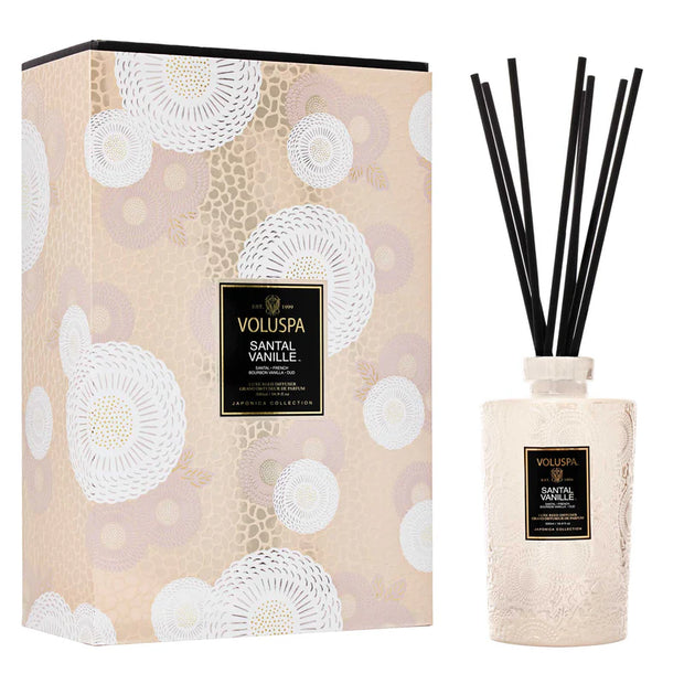 Voluspa Santal Vanille Luxe Reed Diffuser Set