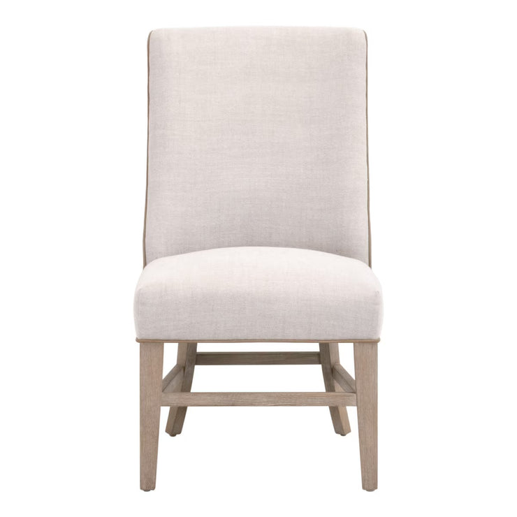 Essentials For Living Duet Head Dining Chair ~ Performance Bisque French Linen, Ivanhoe Toast With Natural Gray Ash Frame