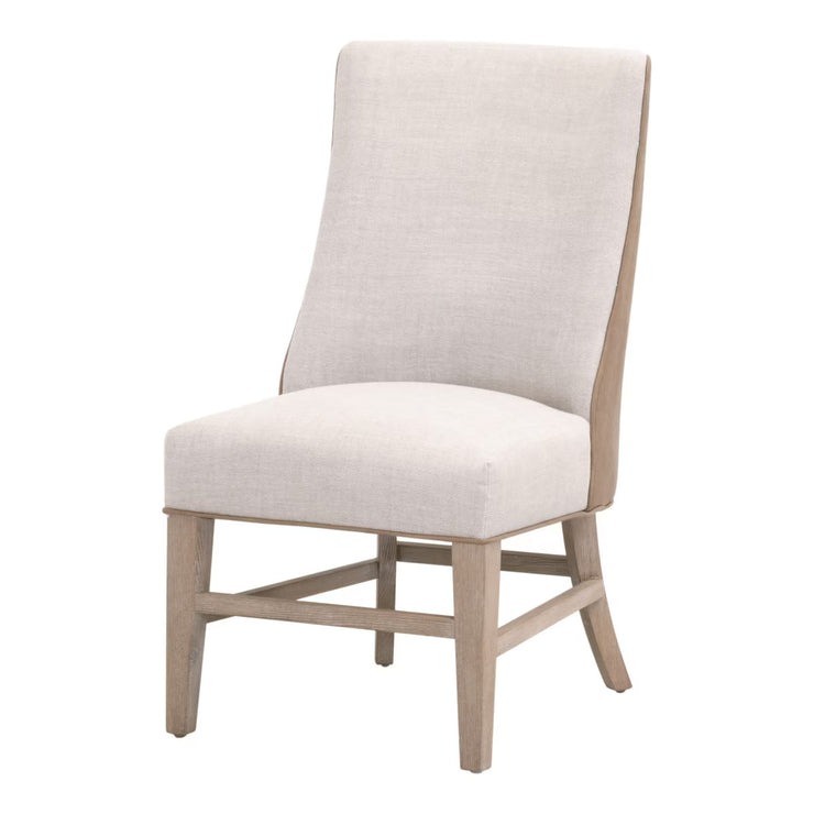 Essentials For Living Duet Head Dining Chair ~ Performance Bisque French Linen, Ivanhoe Toast With Natural Gray Ash Frame