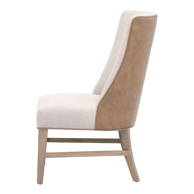 Essentials For Living Duet Head Dining Chair ~ Performance Bisque French Linen, Ivanhoe Toast With Natural Gray Ash Frame