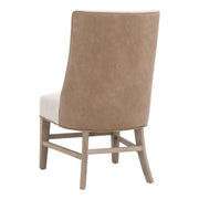 Essentials For Living Duet Head Dining Chair ~ Performance Bisque French Linen, Ivanhoe Toast With Natural Gray Ash Frame