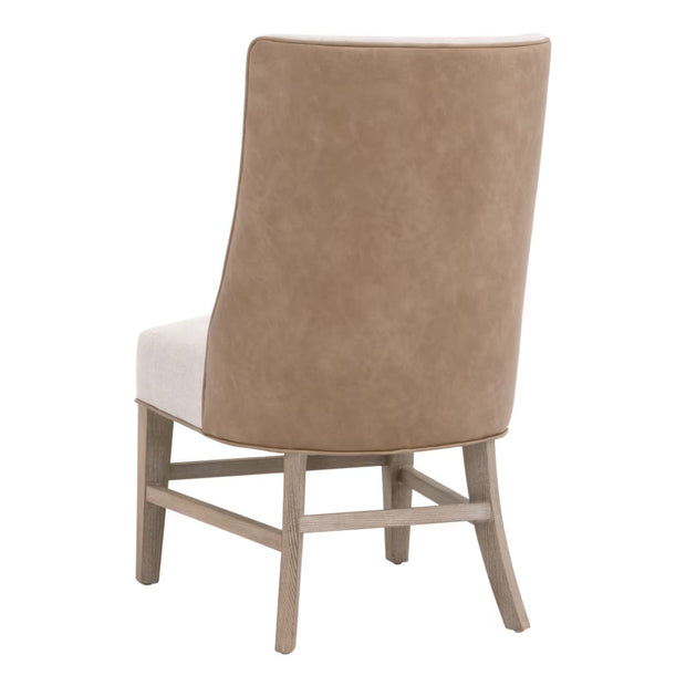 Essentials For Living Duet Head Dining Chair ~ Performance Bisque French Linen, Ivanhoe Toast With Natural Gray Ash Frame