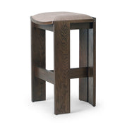 Four Hands Hoven Bar Stool ~ Alcala Fawn Performance Fabric Cushioned Seat