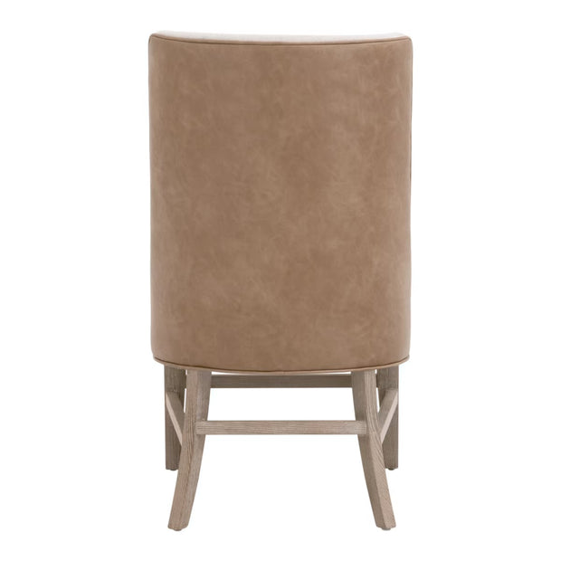 Essentials For Living Duet Head Dining Chair ~ Performance Bisque French Linen, Ivanhoe Toast With Natural Gray Ash Frame
