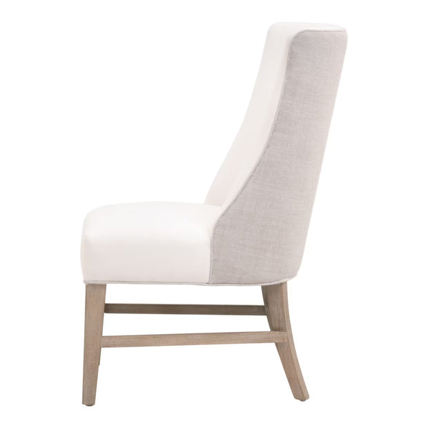 Essentials For Living Duet Head Dining Chair ~ LiveSmart Peyton-Pearl, Performance Bisque French Linen WithNatural Gray Ash Frame