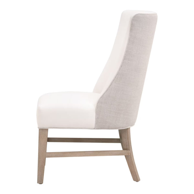 Essentials For Living Duet Head Dining Chair ~ LiveSmart Peyton-Pearl, Performance Bisque French Linen WithNatural Gray Ash Frame