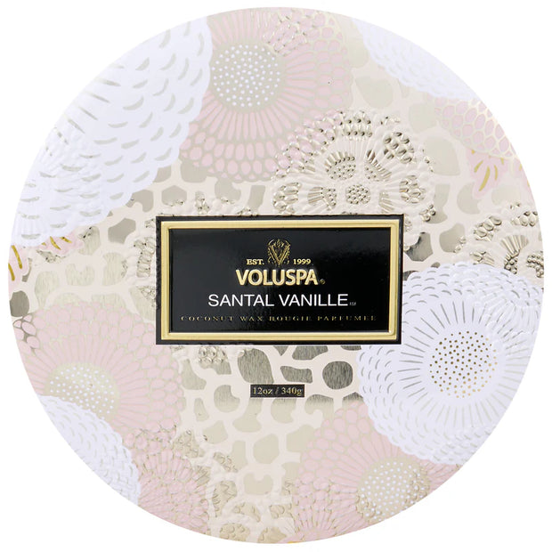 Voluspa Santal Vanille 3 Wick Tin Candle ~ 12 oz.