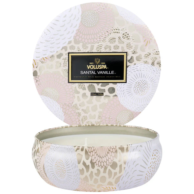 Voluspa Santal Vanille 3 Wick Tin Candle ~ 12 oz.