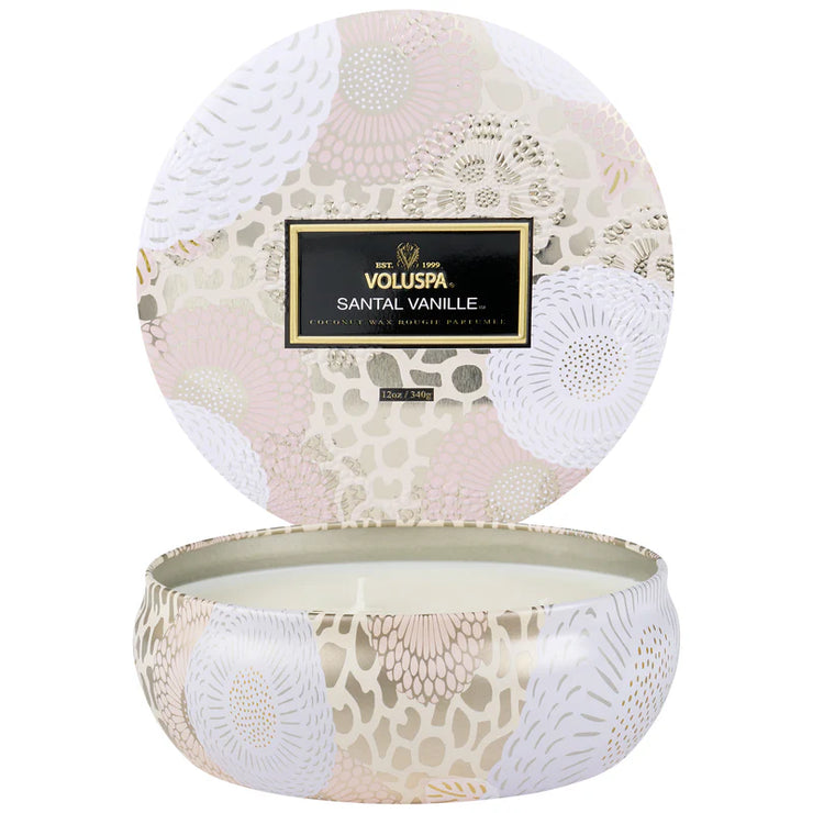 Voluspa Santal Vanille 3 Wick Tin Candle ~ 12 oz.