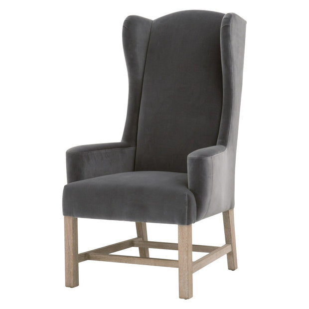 Essentials For Living Bennett Arm Dining Chair ~ Dark Dove Velvet With Natural Gray Oak  Frame