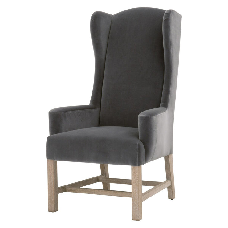 Essentials For Living Bennett Arm Dining Chair ~ Dark Dove Velvet With Natural Gray Oak  Frame