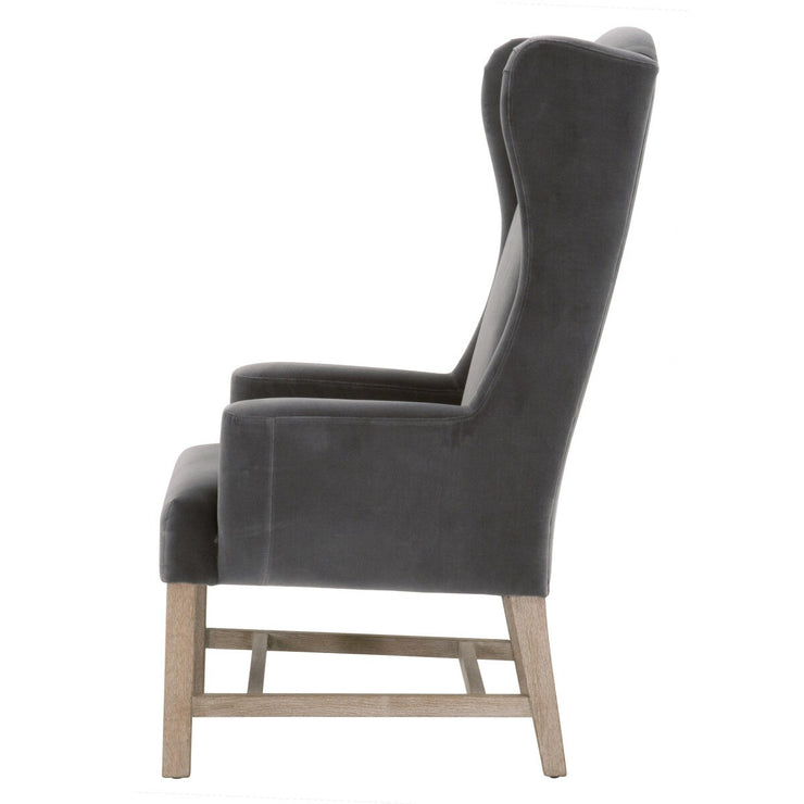 Essentials For Living Bennett Arm Dining Chair ~ Dark Dove Velvet With Natural Gray Oak  Frame