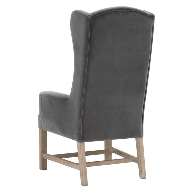Essentials For Living Bennett Arm Dining Chair ~ Dark Dove Velvet With Natural Gray Oak  Frame