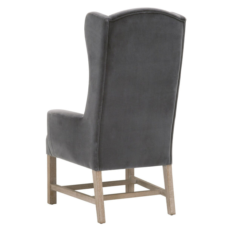 Essentials For Living Bennett Arm Dining Chair ~ Dark Dove Velvet With Natural Gray Oak  Frame