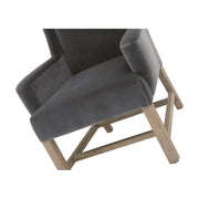 Essentials For Living Bennett Arm Dining Chair ~ Dark Dove Velvet With Natural Gray Oak  Frame