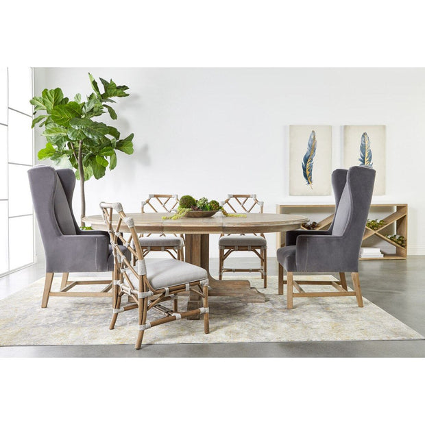 Essentials For Living Bennett Arm Dining Chair ~ Dark Dove Velvet With Natural Gray Oak  Frame