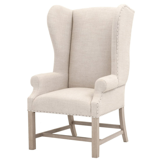 Essentials For Living Chateau Arm Dining Chair ~ Performance Bisque French Linen With Natural Gray Ash Frame