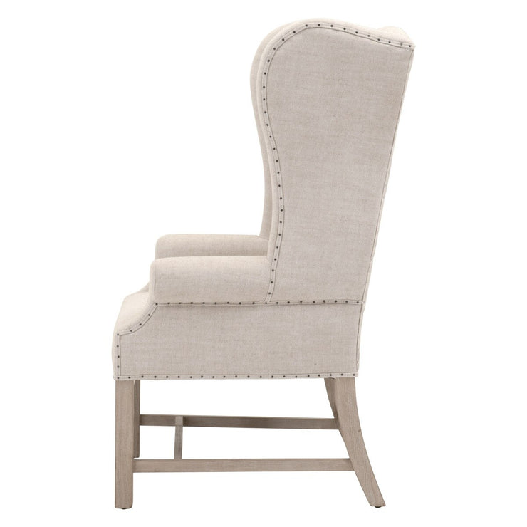 Essentials For Living Chateau Arm Dining Chair ~ Performance Bisque French Linen With Natural Gray Ash Frame