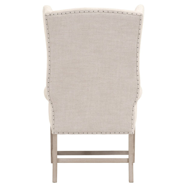 Essentials For Living Chateau Arm Dining Chair ~ Performance Bisque French Linen With Natural Gray Ash Frame