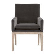 Essentials For Living Drake Arm Dining Chair ~ Dark Dove Velvet With Natural Gray Oak Frame