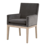 Essentials For Living Drake Arm Dining Chair ~ Dark Dove Velvet With Natural Gray Oak Frame
