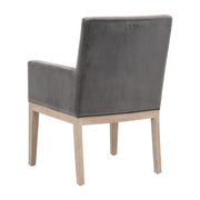 Essentials For Living Drake Arm Dining Chair ~ Dark Dove Velvet With Natural Gray Oak Frame
