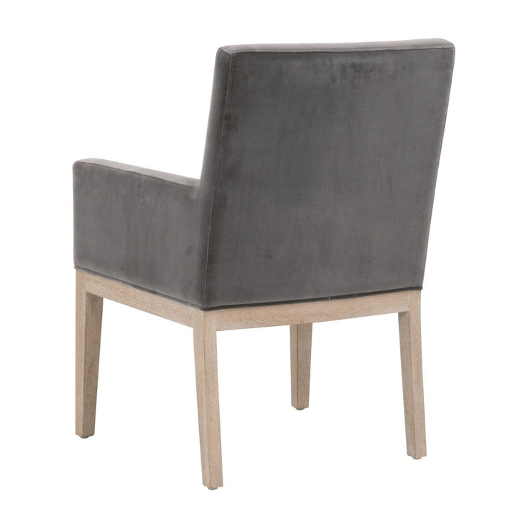 Essentials For Living Drake Arm Dining Chair ~ Dark Dove Velvet With Natural Gray Oak Frame