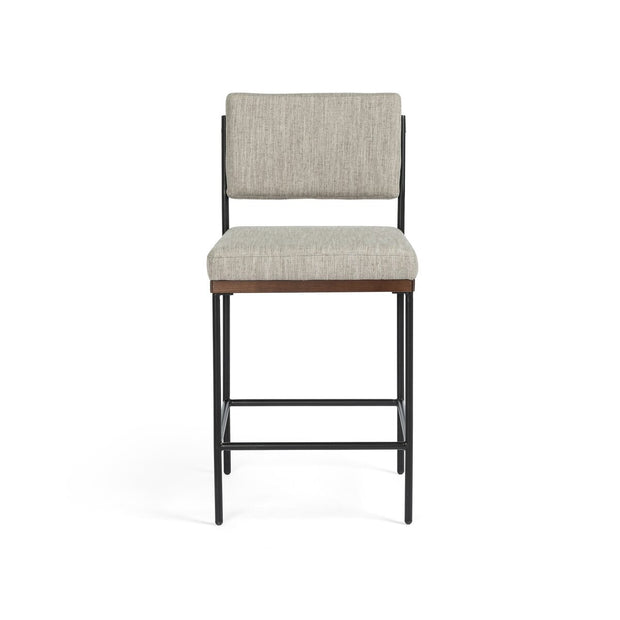 Four Hands Benton Counter Stool ~ Saville Flannel Performance Fabric Cushioned Seat and Back