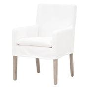 Essentials For Living Drake Slipcover Arm Dining Chair ~ LiveSmart Peyton-Pearl With Natural Gray Oak Frame