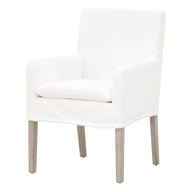 Essentials For Living Drake Slipcover Arm Dining Chair ~ LiveSmart Peyton-Pearl With Natural Gray Oak Frame