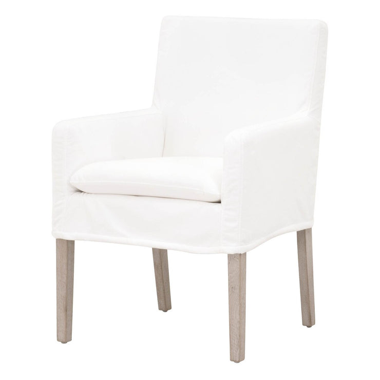 Essentials For Living Drake Slipcover Arm Dining Chair ~ LiveSmart Peyton-Pearl With Natural Gray Oak Frame