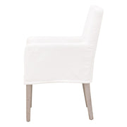 Essentials For Living Drake Slipcover Arm Dining Chair ~ LiveSmart Peyton-Pearl With Natural Gray Oak Frame