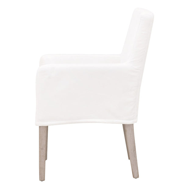 Essentials For Living Drake Slipcover Arm Dining Chair ~ LiveSmart Peyton-Pearl With Natural Gray Oak Frame