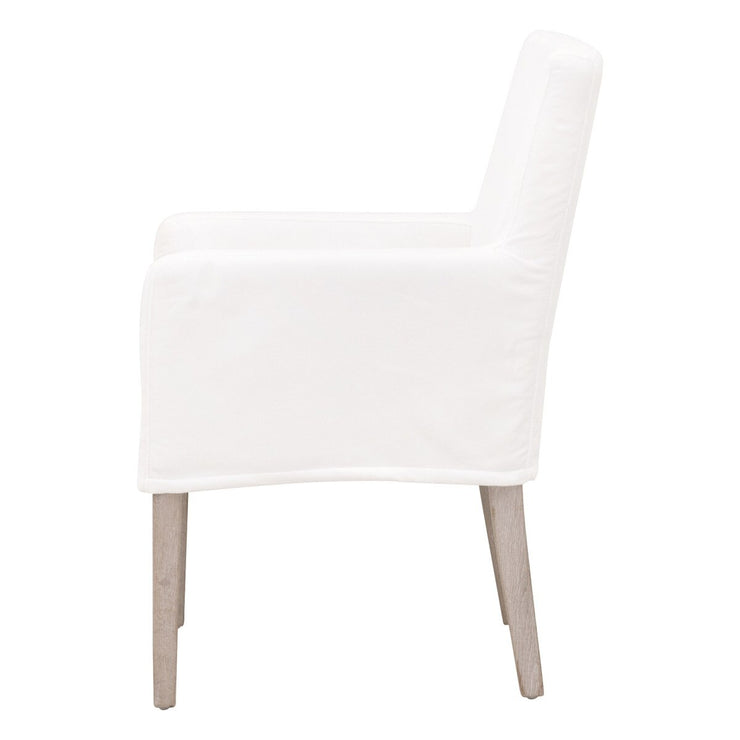 Essentials For Living Drake Slipcover Arm Dining Chair ~ LiveSmart Peyton-Pearl With Natural Gray Oak Frame