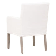 Essentials For Living Drake Slipcover Arm Dining Chair ~ LiveSmart Peyton-Pearl With Natural Gray Oak Frame