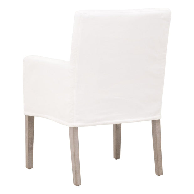 Essentials For Living Drake Slipcover Arm Dining Chair ~ LiveSmart Peyton-Pearl With Natural Gray Oak Frame
