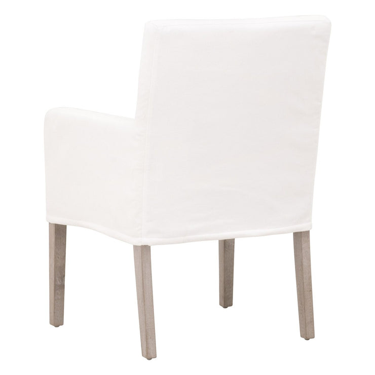 Essentials For Living Drake Slipcover Arm Dining Chair ~ LiveSmart Peyton-Pearl With Natural Gray Oak Frame