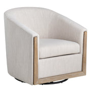 Crestview Collection Bennett Cream Linen Swivel Chair