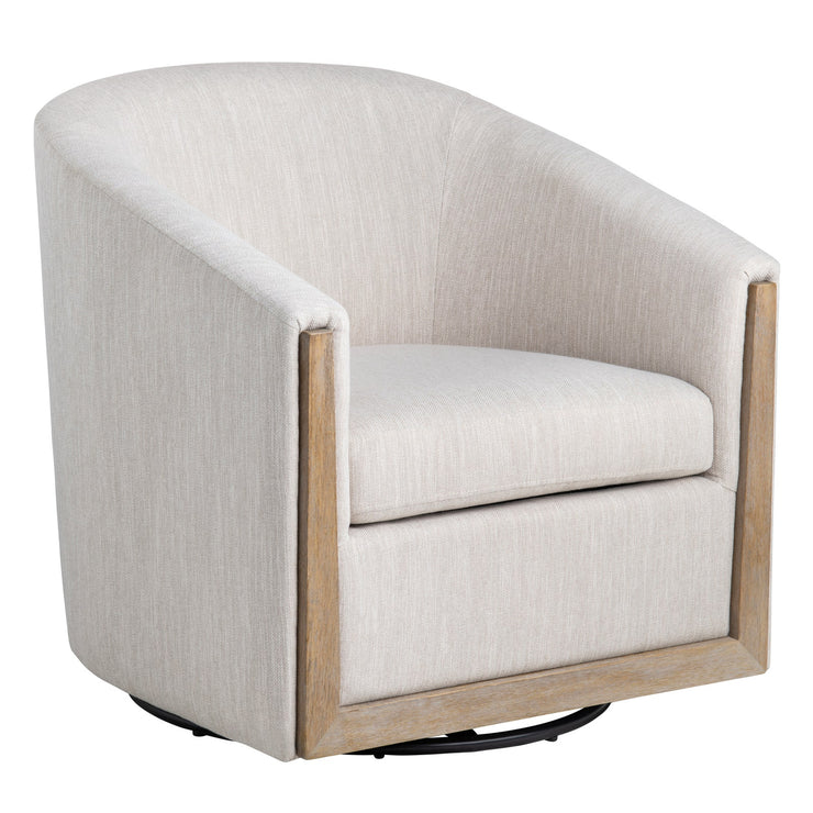 Crestview Collection Bennett Cream Linen Swivel Chair