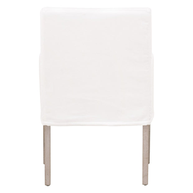 Essentials For Living Drake Slipcover Arm Dining Chair ~ LiveSmart Peyton-Pearl With Natural Gray Oak Frame