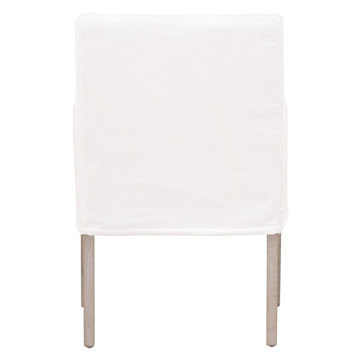 Essentials For Living Drake Slipcover Arm Dining Chair ~ LiveSmart Peyton-Pearl With Natural Gray Oak Frame