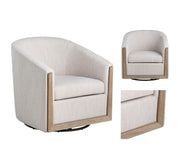 Crestview Collection Bennett Cream Linen Swivel Chair