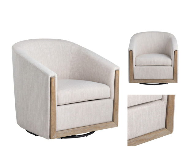 Crestview Collection Bennett Cream Linen Swivel Chair