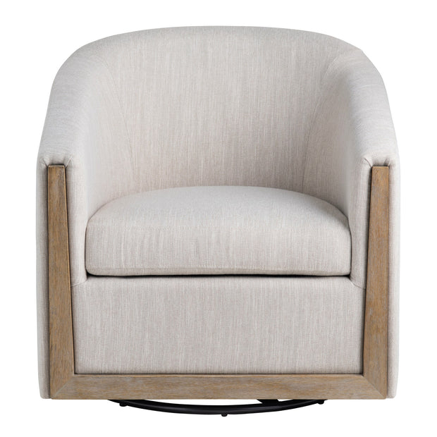 Crestview Collection Bennett Cream Linen Swivel Chair