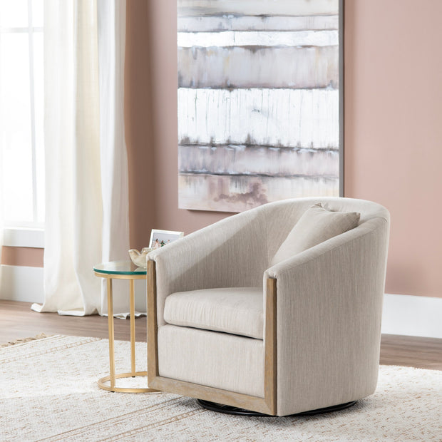 Crestview Collection Bennett Cream Linen Swivel Chair