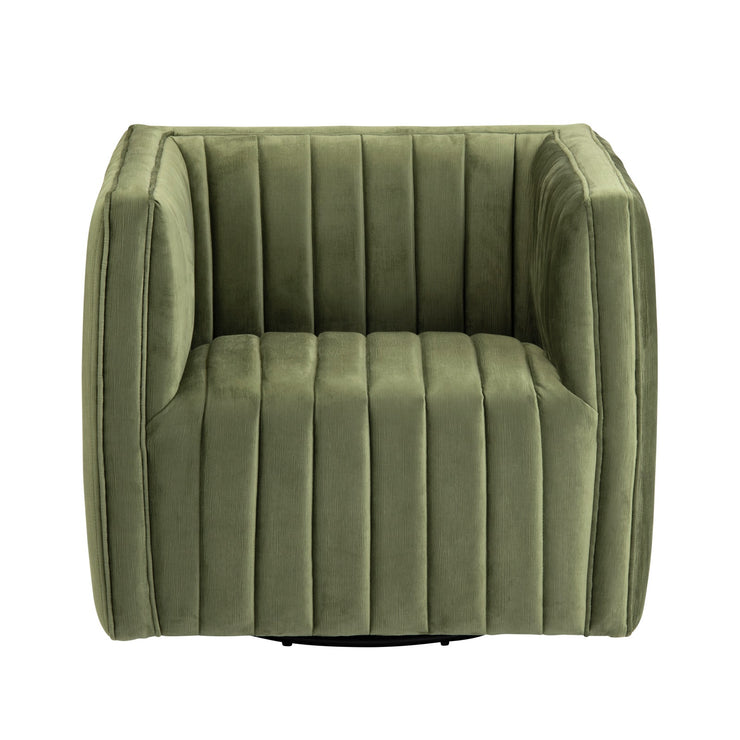 Crestview Collection Draper Green Velvet Channeled Swivel Chair
