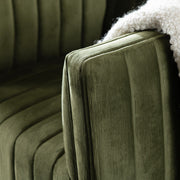 Crestview Collection Draper Green Velvet Channeled Swivel Chair