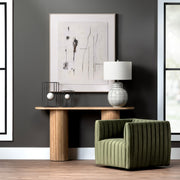 Crestview Collection Draper Green Velvet Channeled Swivel Chair