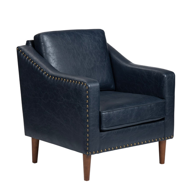 Crestview Collection Rothwell Deep Navy Vegan Leather Accent Chair
